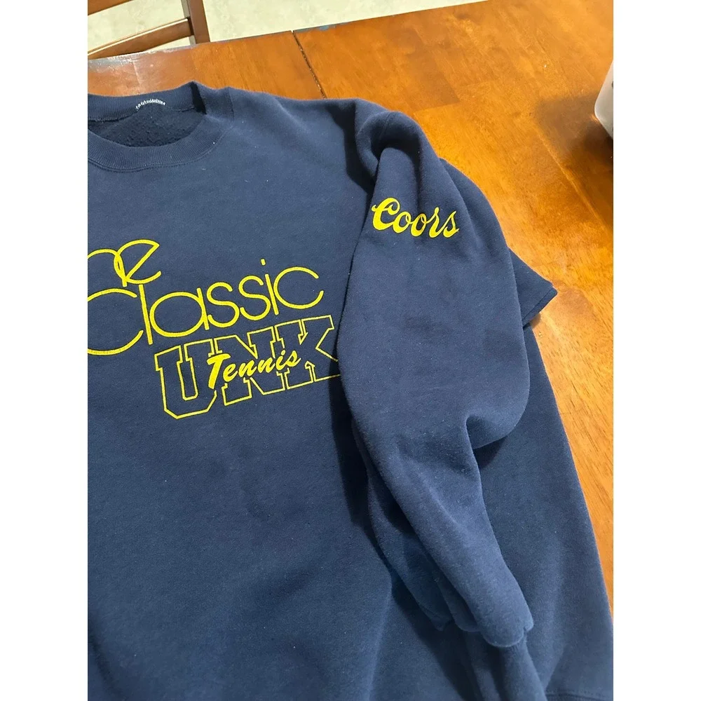 Vintage The Classic UNK Tennis Coors‎ Navy Blue Crewneck Sweatshirt Large